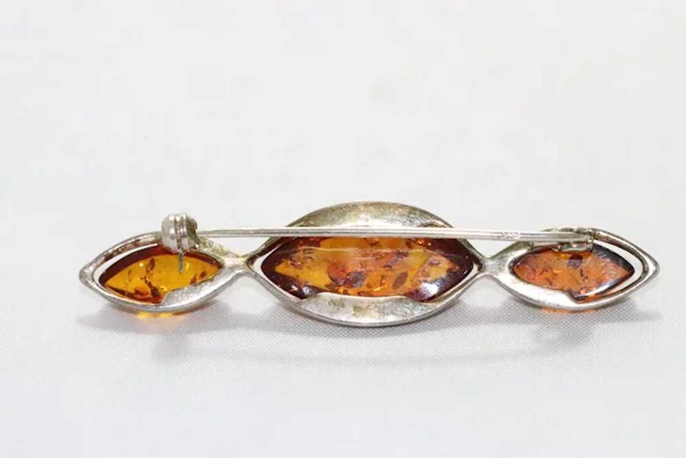 Sterling Silver Baltic Amber Brooch - image 2