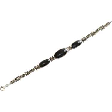 Stunning Sterling Silver Black Onyx Bracelet - image 1