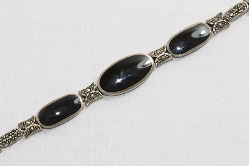 Stunning Sterling Silver Black Onyx Bracelet - image 2
