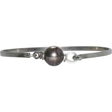 Sterling Silver Rotating Oxidized Ball Bangle Bra… - image 1