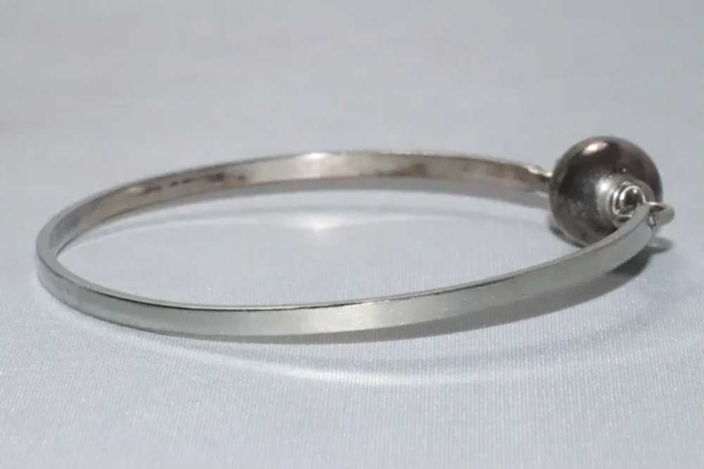 Sterling Silver Rotating Oxidized Ball Bangle Bra… - image 2