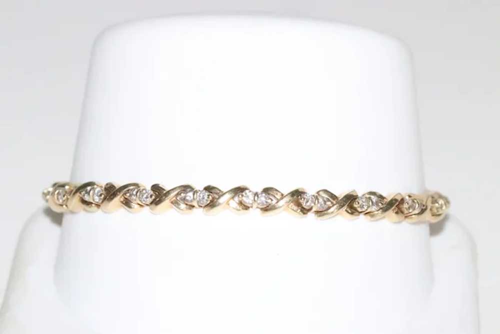 14K Yellow Gold 2.0 CT Diamond X bracelet - image 2