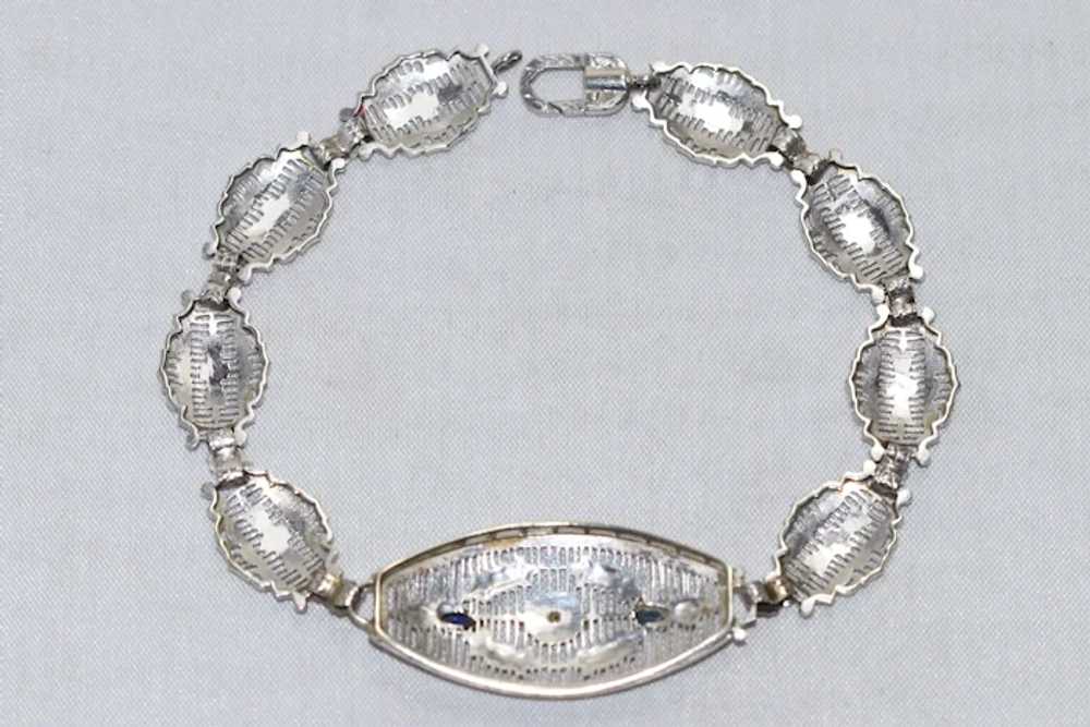 Vintage Art Deco 14 KT White Gold Diamond and Sap… - image 5