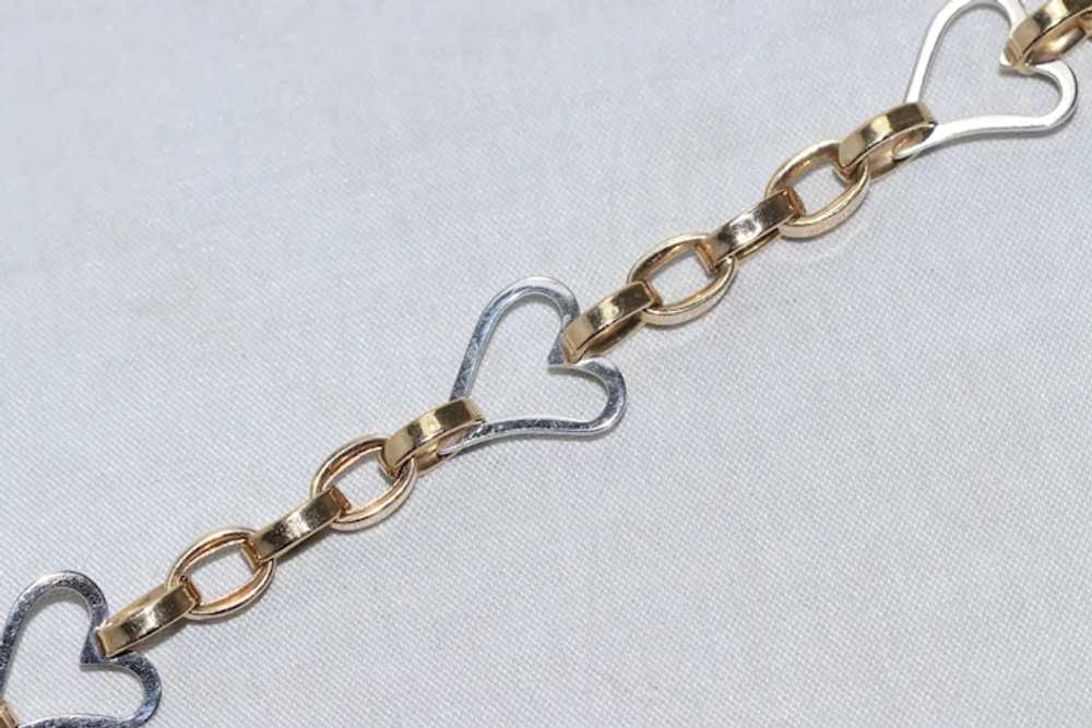 14KT Two Tone Gold Heart Bracelet - image 3