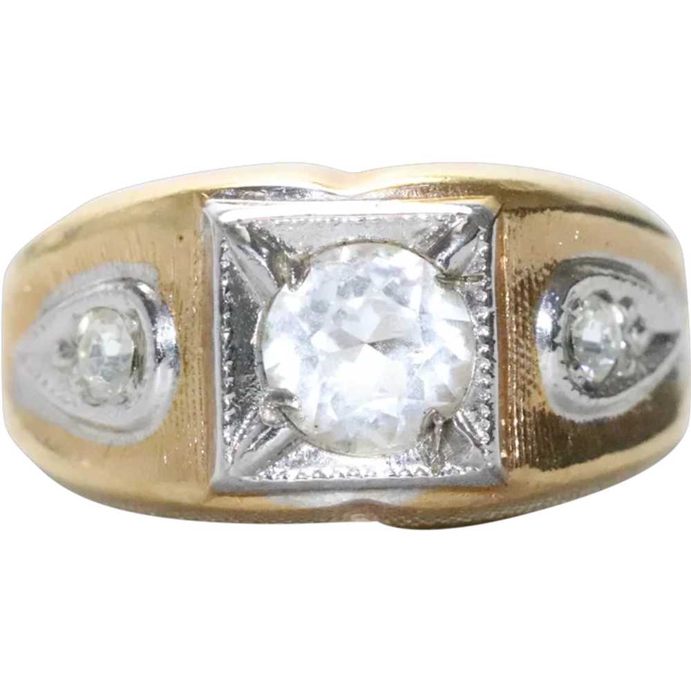 Vintage 18KT Gold Filled Cubic Zirconia Two Tone … - image 1