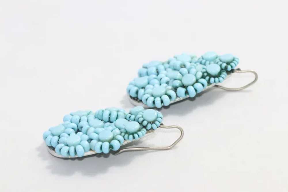 Vintage Floral Blue Beads Earrings - image 2