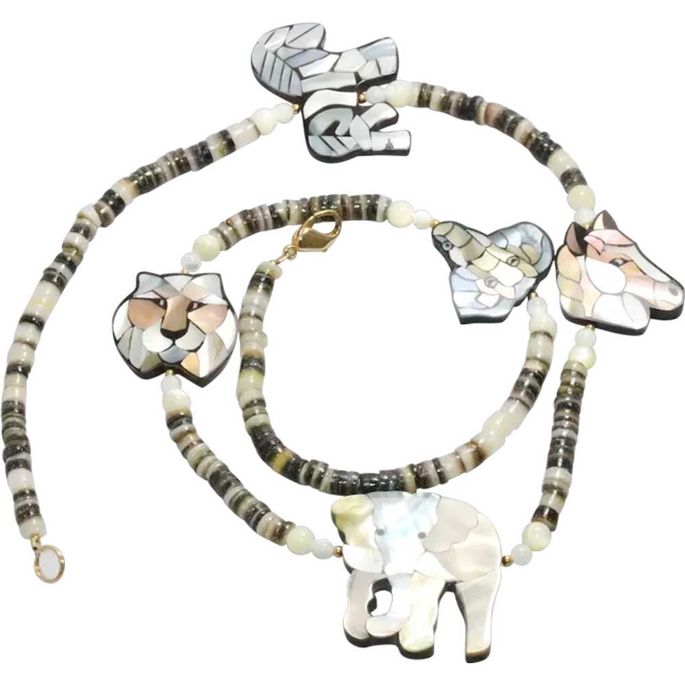 Mother of Pearl Safari Shell Beaded Necklace - image 1