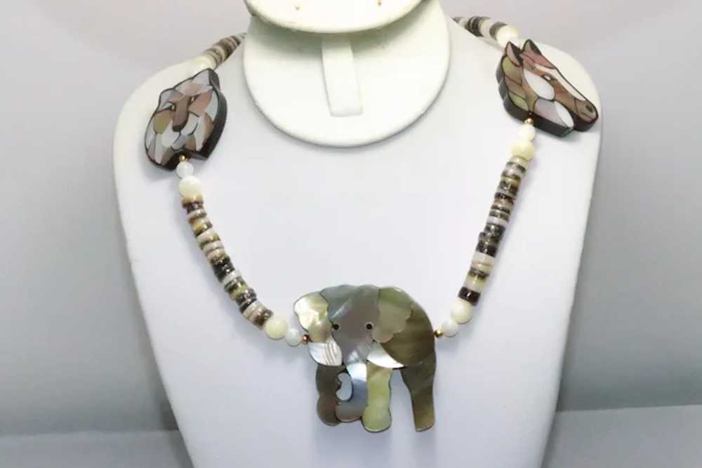 Mother of Pearl Safari Shell Beaded Necklace - image 2
