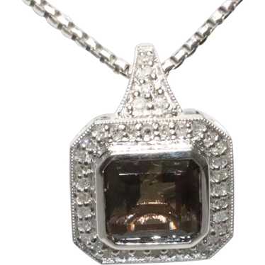 14KT White Gold 2.0CT Smoky Quartz .55CT Diamond N