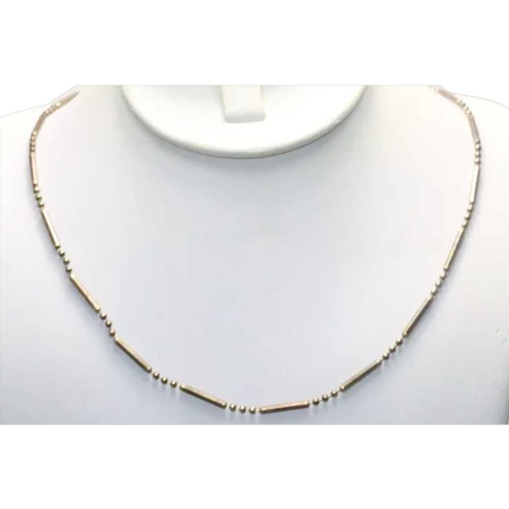 Vintage Sterling Silver 30 Inch Alternating Bead … - image 1