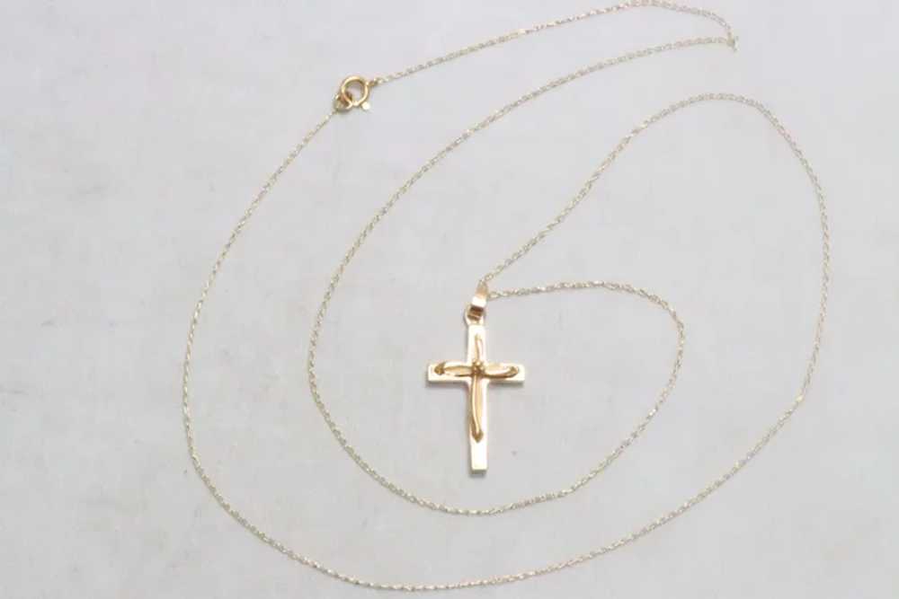 Vintage 14KT Yellow Gold Cross Necklace - image 2