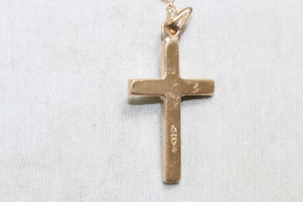 Vintage 14KT Yellow Gold Cross Necklace - image 3
