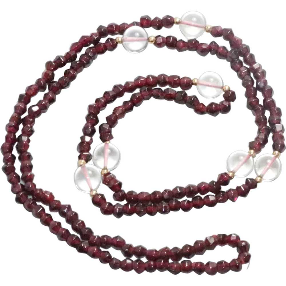 Vintage Garnet Crystal Beaded Necklace - image 1