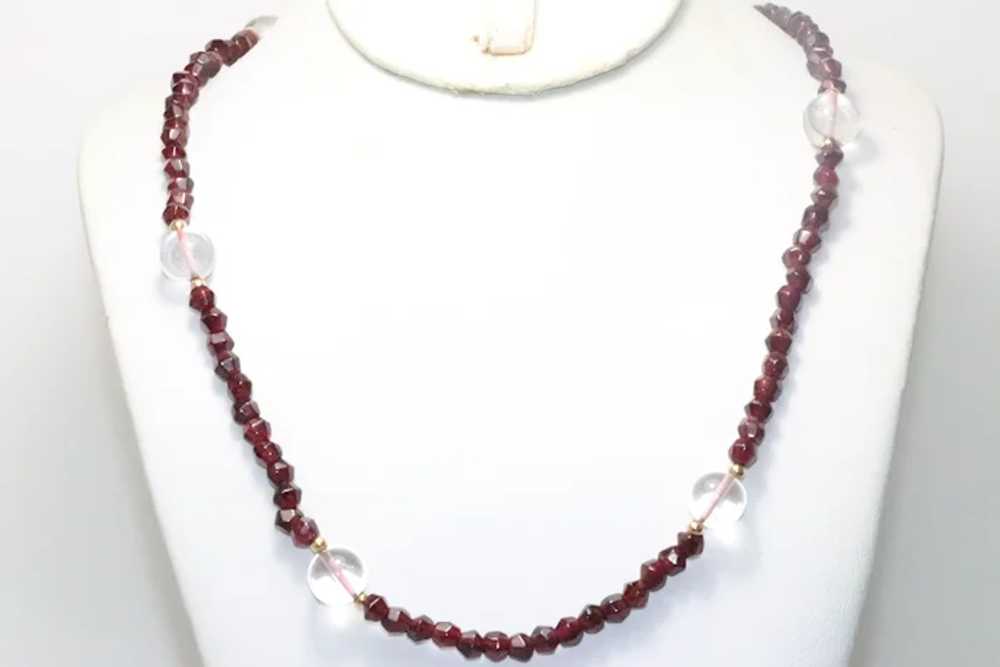 Vintage Garnet Crystal Beaded Necklace - image 2