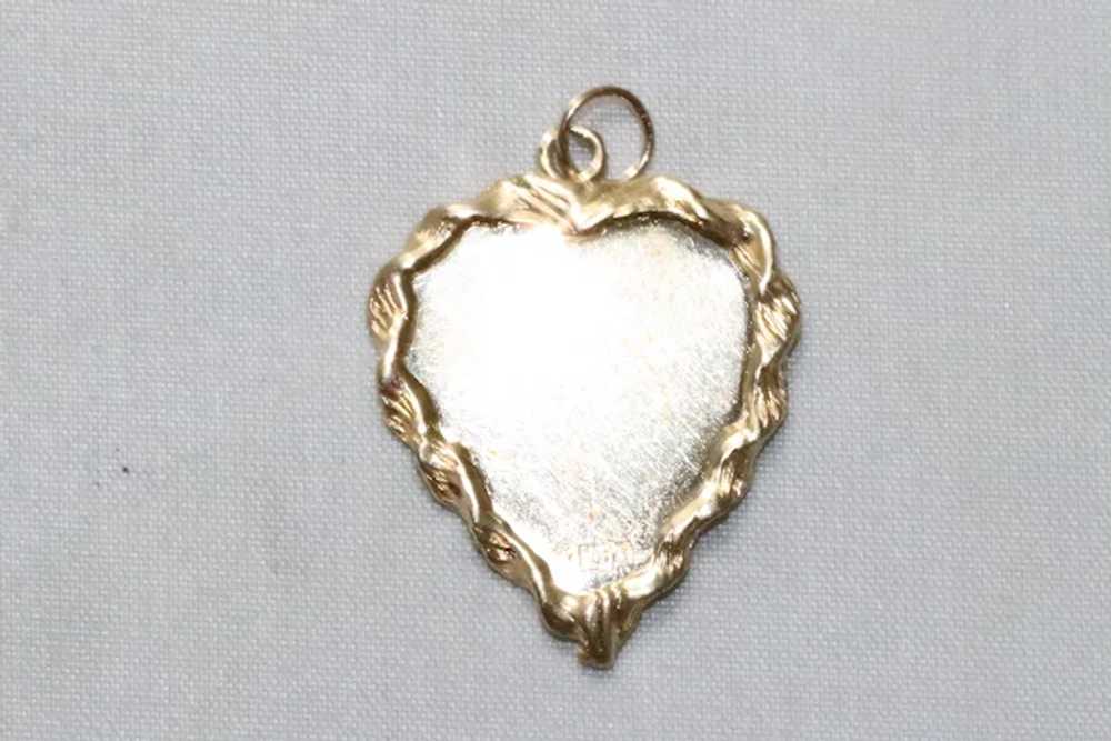 Vintage 14KT Yellow Gold Florentine Rope Heart Pe… - image 2