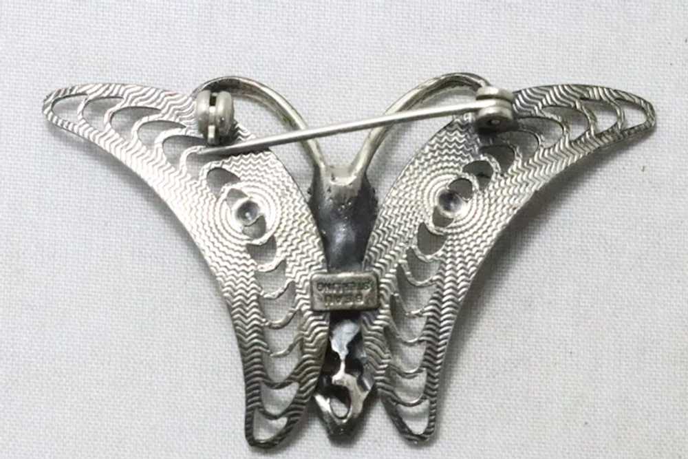 Vintage Sterling Silver Butterfly Brooch - image 2