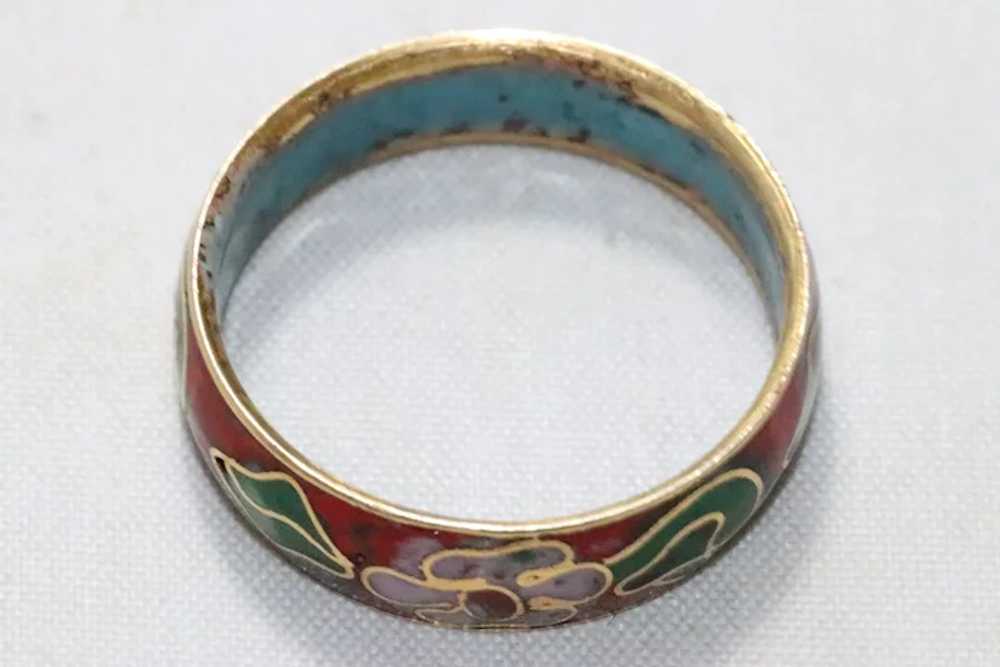 Vintage Enamel Floral Ring - image 2