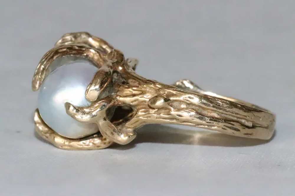 Vintage 14K Yellow Gold Double Baroque Pearl Ring - image 5