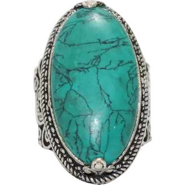 Sterling Silver Retro Turquoise Ring