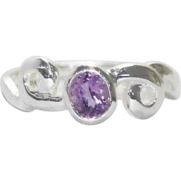 Sterling Silver Bezel Set Amethyst Ring - image 1