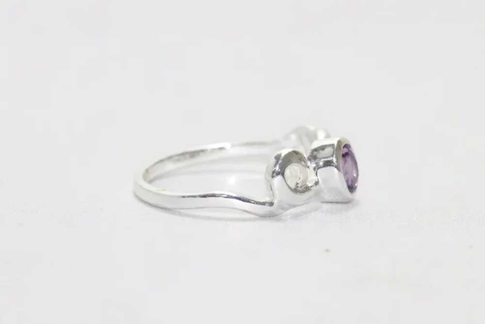 Sterling Silver Bezel Set Amethyst Ring - image 4