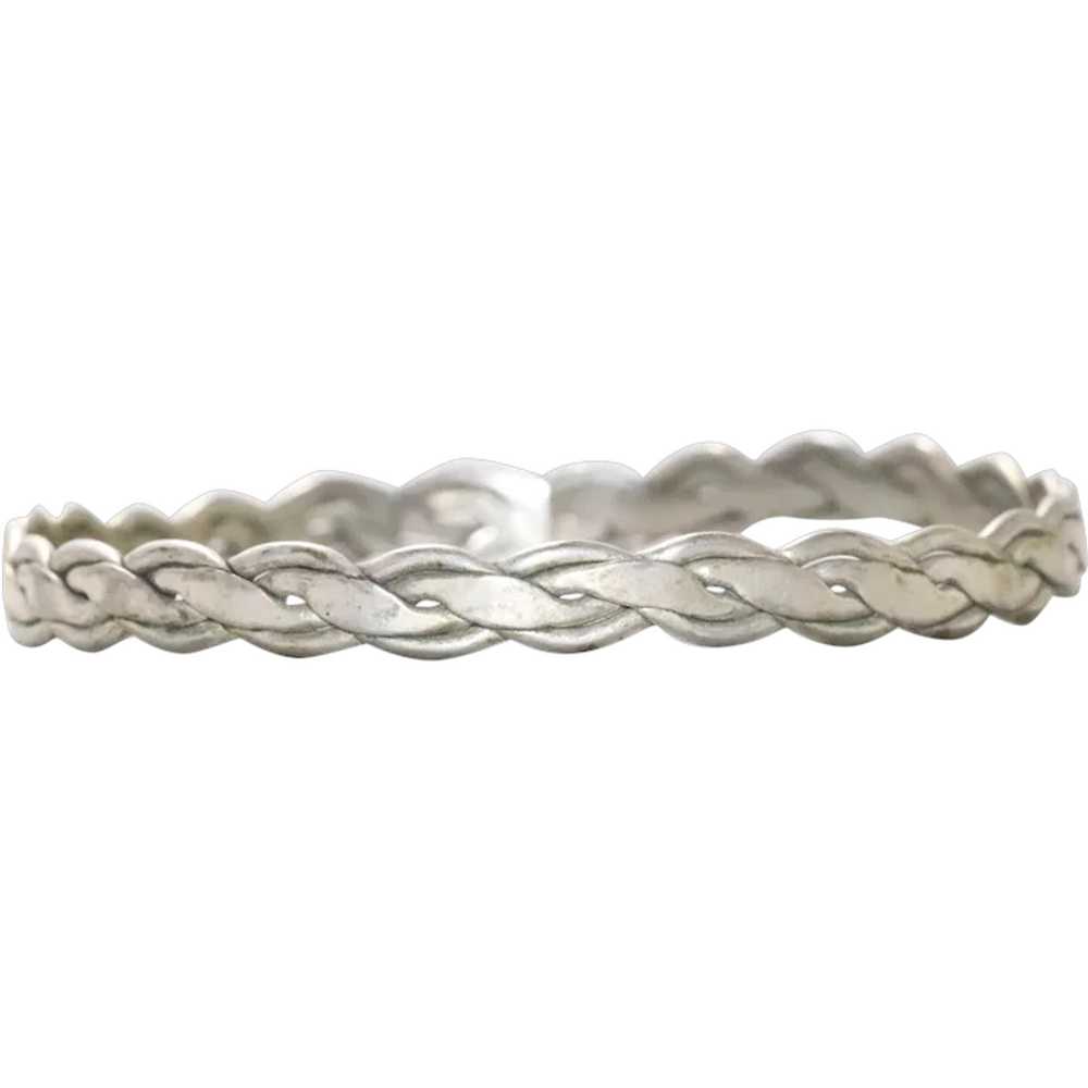Vintage Sterling Silver Braided Design Bangle Bra… - image 1