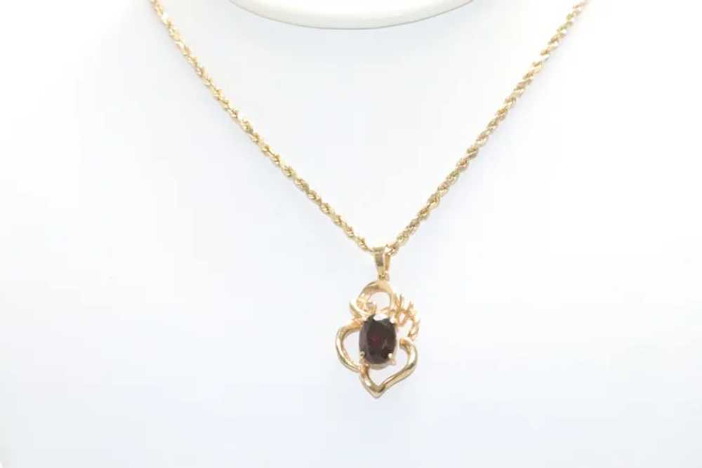 14K Yellow Gold Diamond Garnet Rope Necklace - image 2