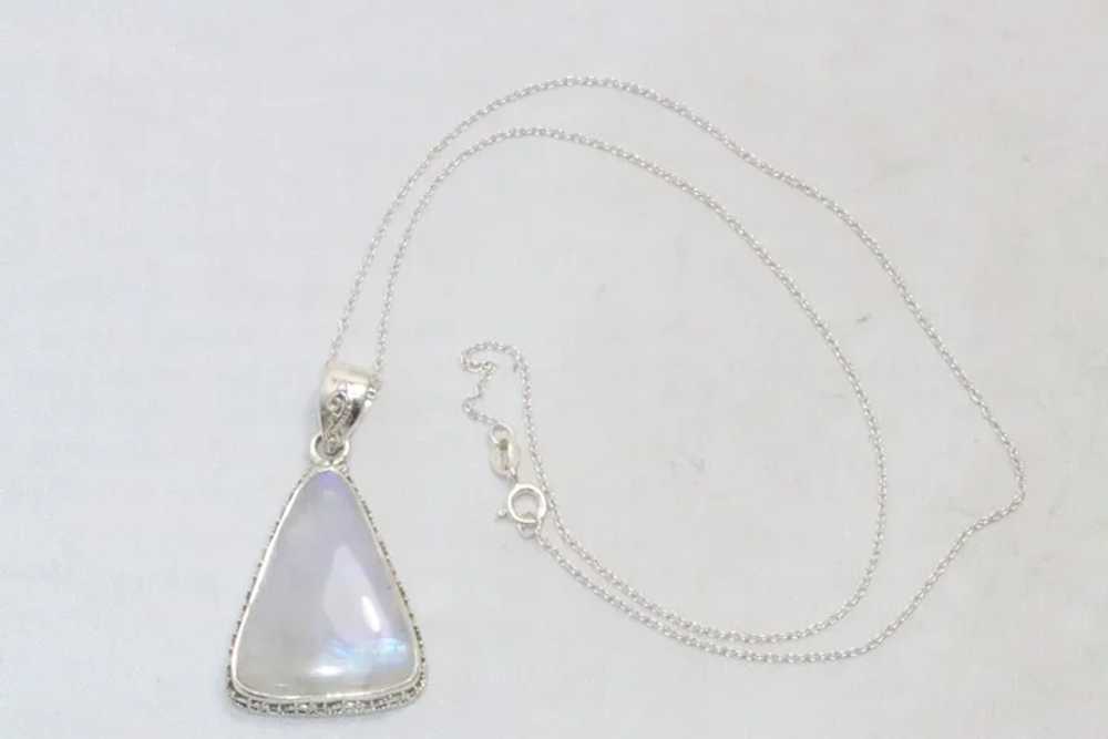 Sterling Silver 30mm Triangular Bezel Set Moonsto… - image 3