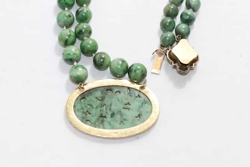 Vintage Victorian 14 KT Gold Jade Necklace - image 4