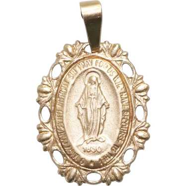 14KT Gold Religious Blessing Mary Pendant - image 1