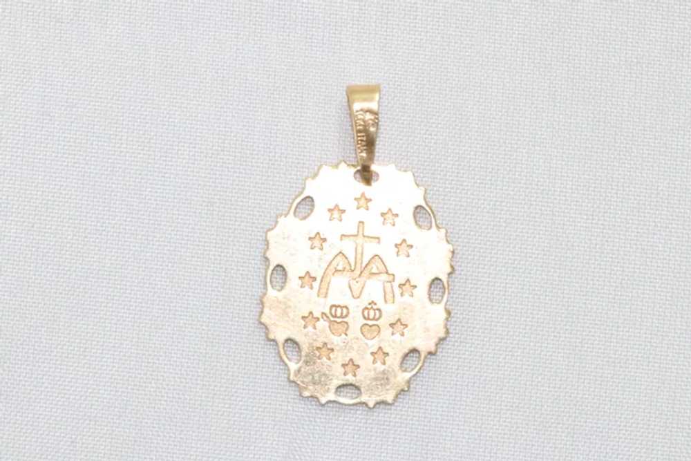 14KT Gold Religious Blessing Mary Pendant - image 2