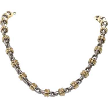 14KT Two Tone Gold Roller Necklace - image 1