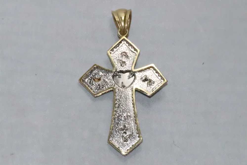 14 KT Tri-Colored Gold Religious Cross Pendant - image 3