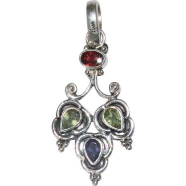 Sterling Silver Multi Colored Stoned Chandelier P… - image 1