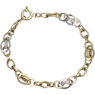 Vintage 14K Two Toned Gold Rolo Chain Bracelet - image 1
