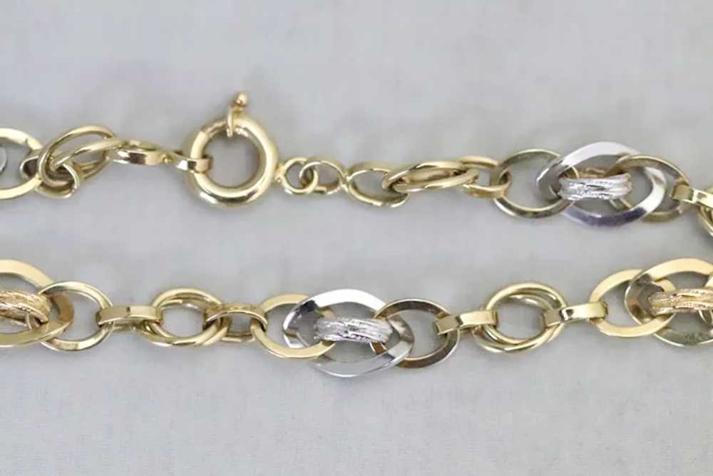 Vintage 14K Two Toned Gold Rolo Chain Bracelet - image 2