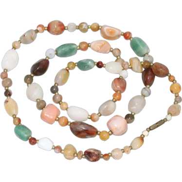 Vintage Beaded Stone Necklace - image 1