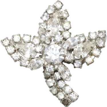 Vintage Austrian Crystal Leaf Brooch - image 1