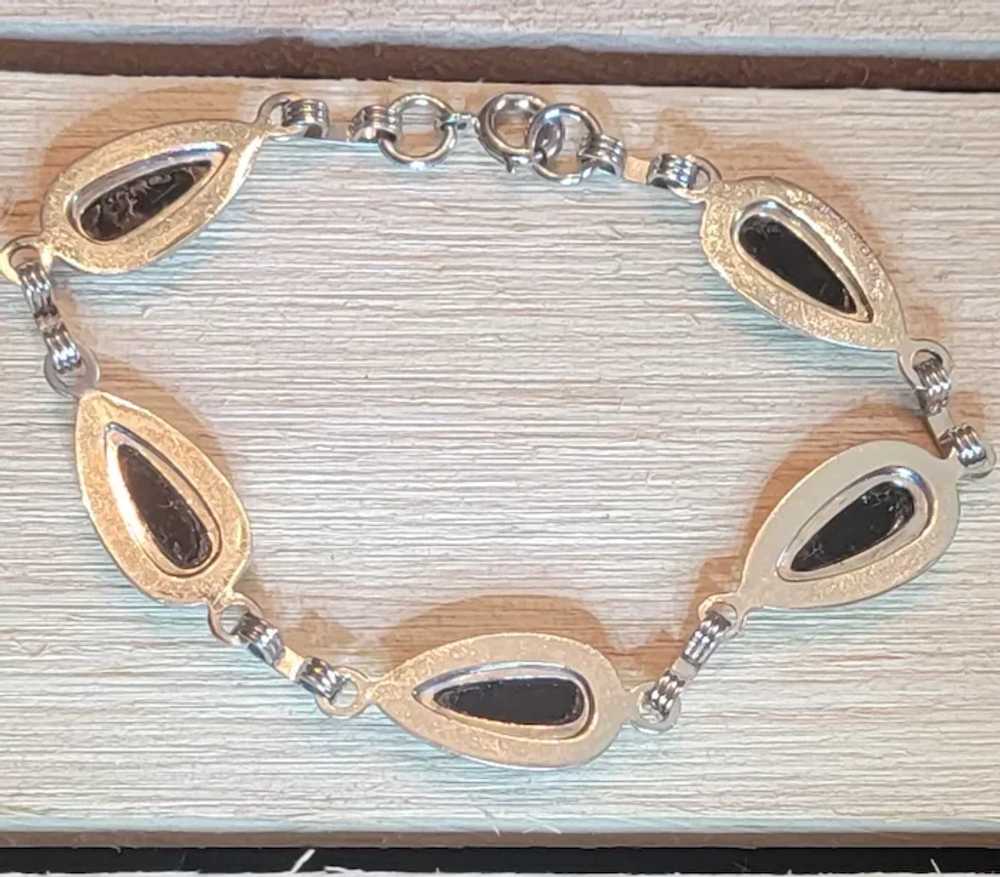 Sarah Coventry Black Stone Link Bracelet - image 2