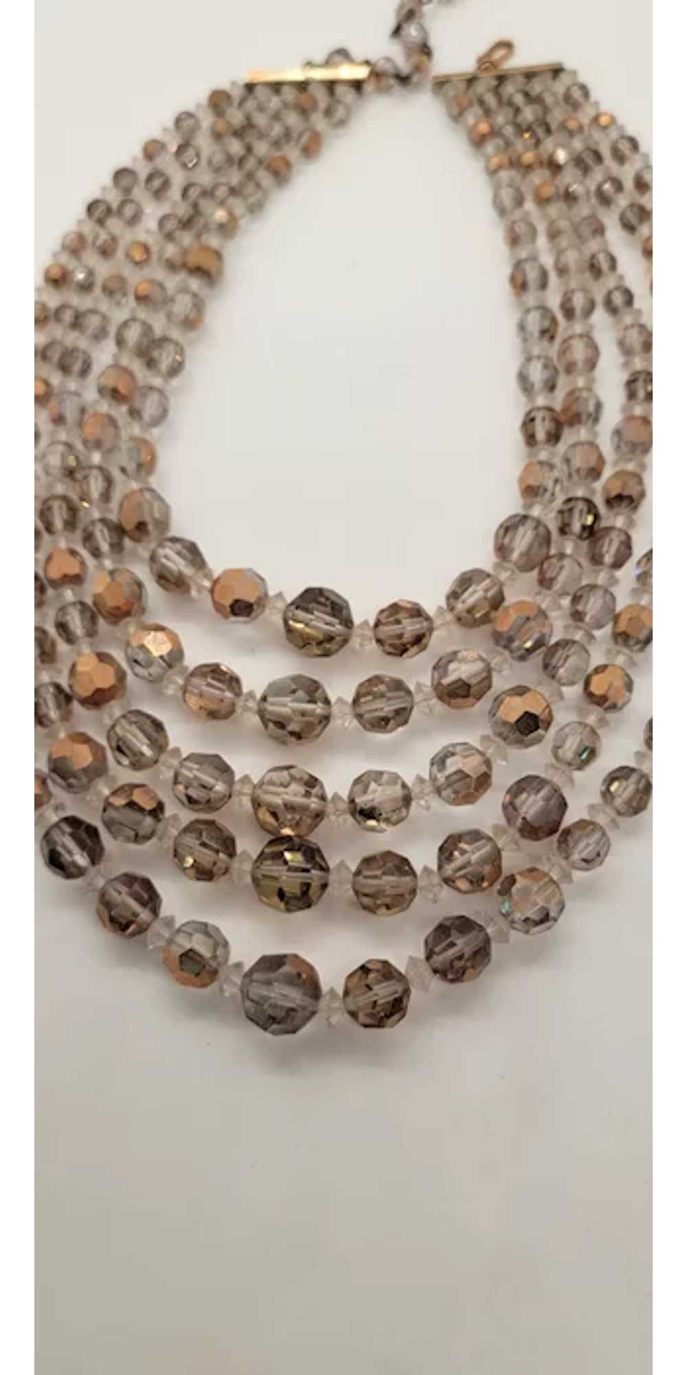 Frosted golden beaded gorgeous 5 strand bib  neck… - image 2