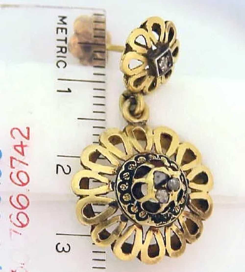 Victorian Antique Chandelier 18K Gold Enamel Earr… - image 3