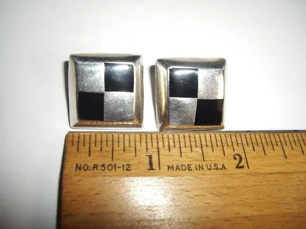 Mexican Earrings Taxco Sterling Silver Enamel Che… - image 2