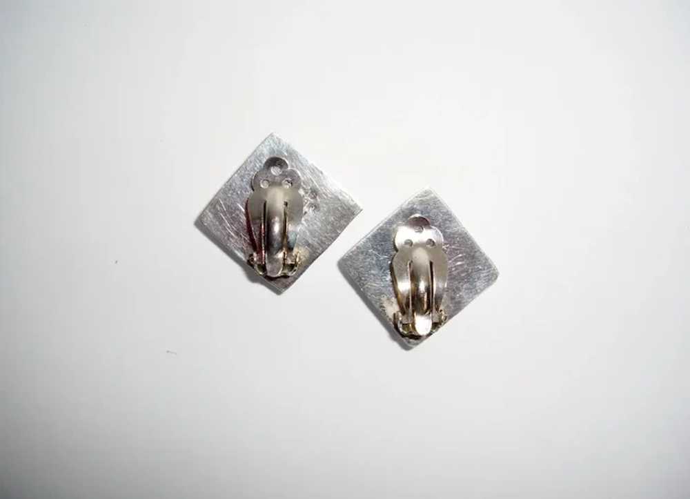 Mexican Earrings Taxco Sterling Silver Enamel Che… - image 3