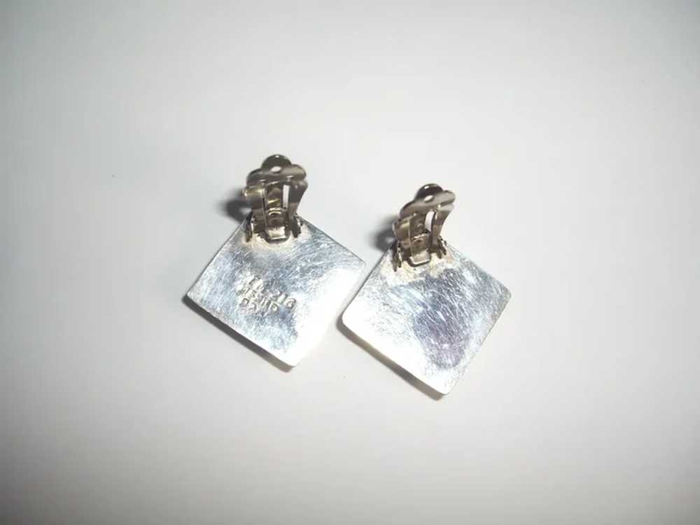 Mexican Earrings Taxco Sterling Silver Enamel Che… - image 4