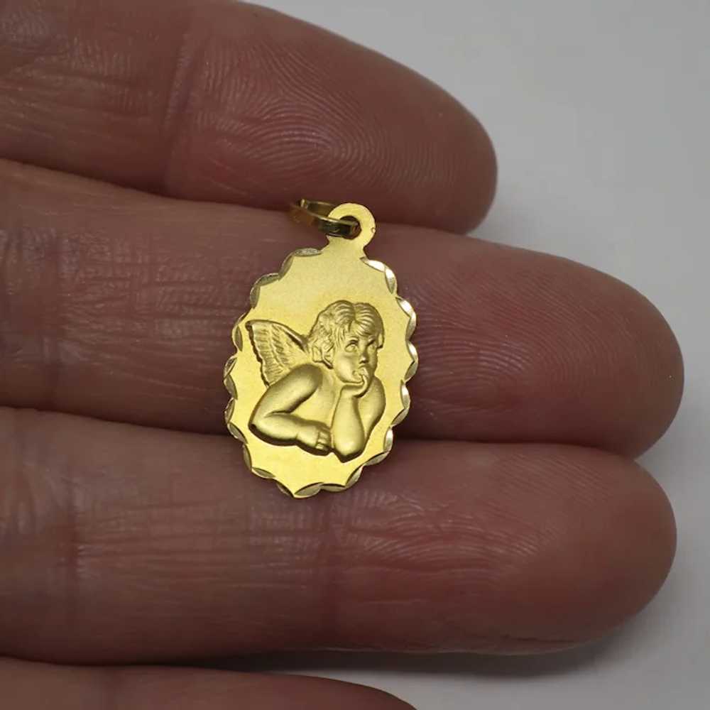 Vintage 18k French Gold Raphael Cherub Angel Char… - image 2