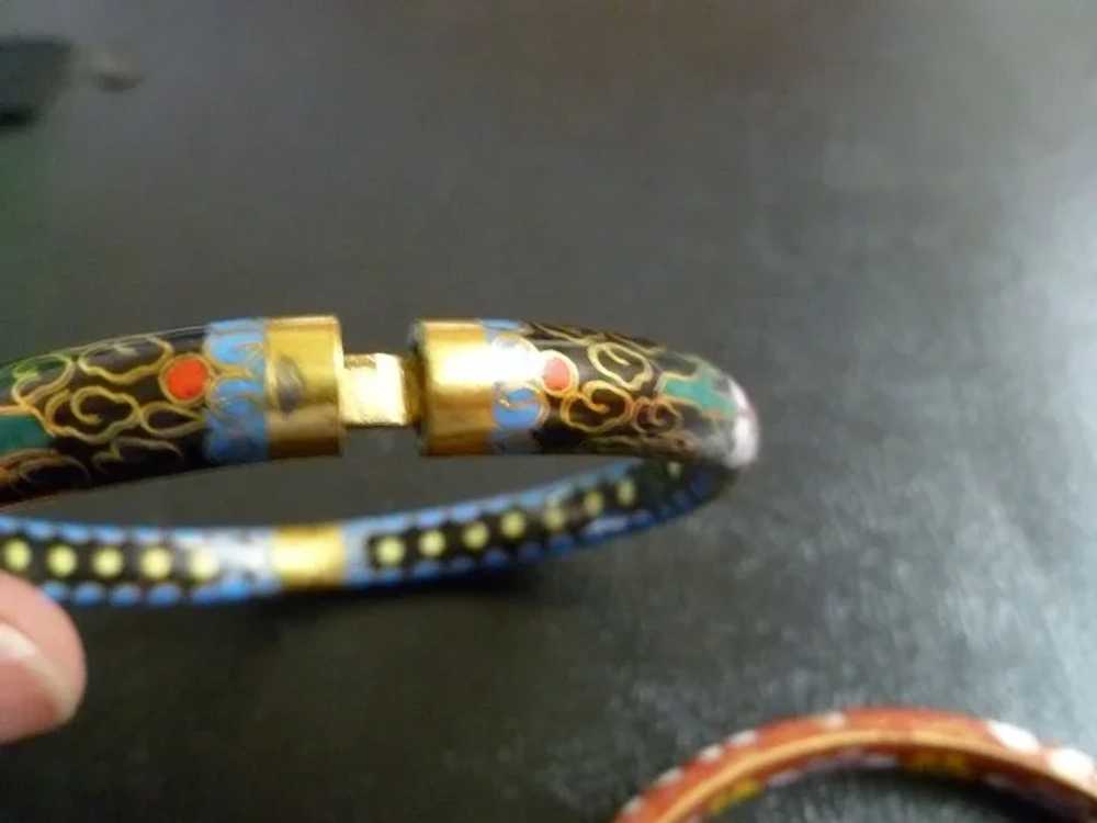 Vintage Cloisonne Hinged Bangle - image 2