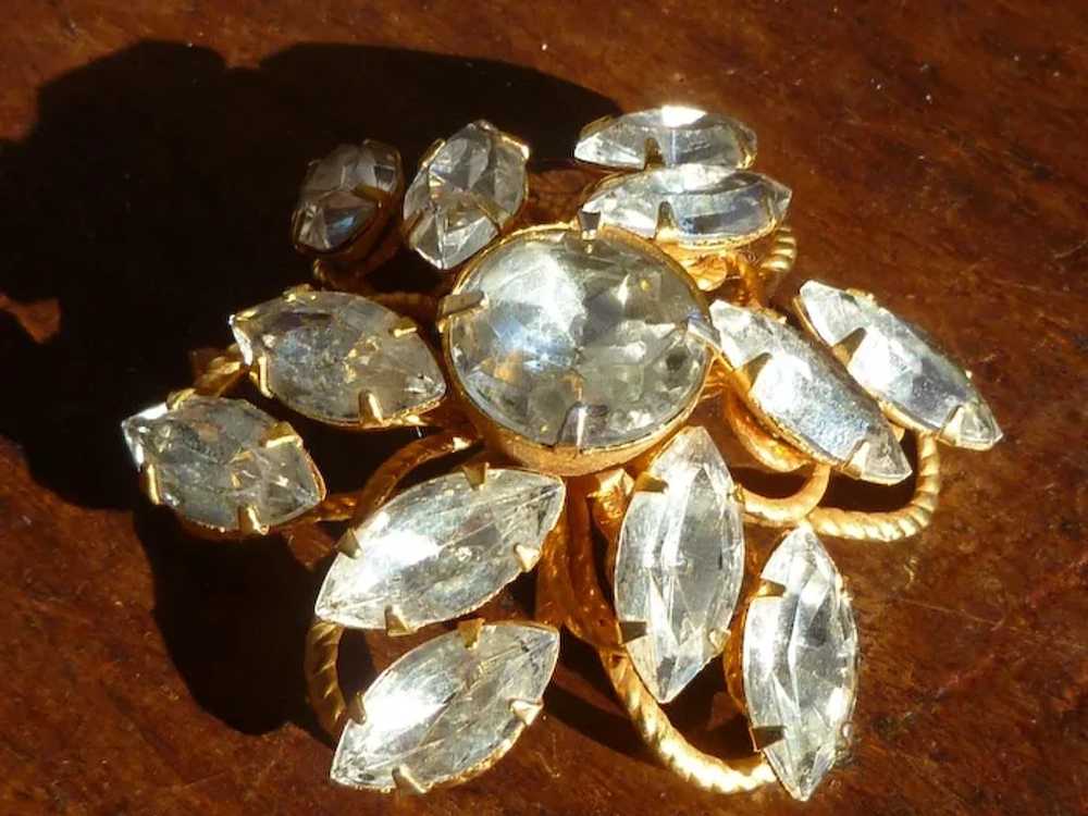 Vintage Big Bold White Rhinestone Brooch - image 2