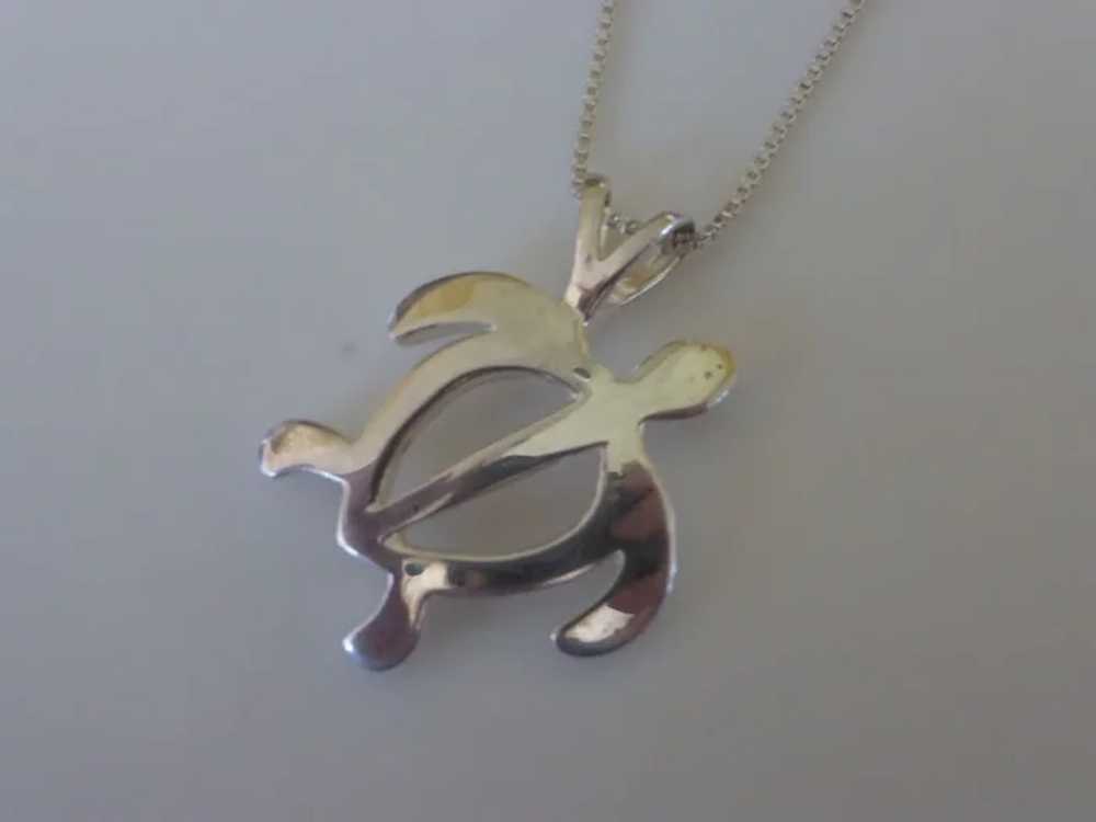 Sterling Silver Silhouette Sea Turtle Pendant Nec… - image 2