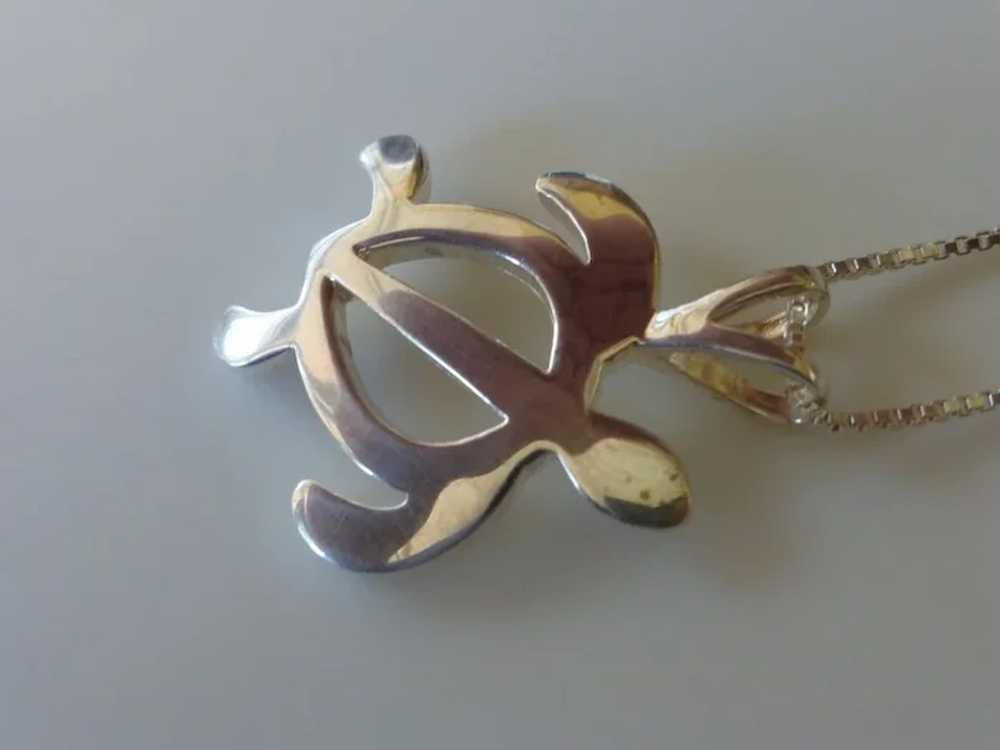 Sterling Silver Silhouette Sea Turtle Pendant Nec… - image 3