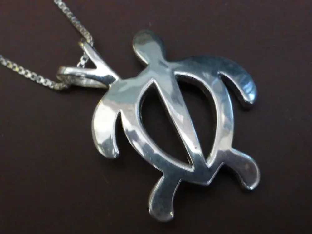 Sterling Silver Silhouette Sea Turtle Pendant Nec… - image 4